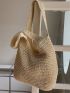Large Capacity Straw Bag Double Handle Vacation Style