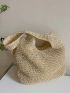 Large Capacity Straw Bag Double Handle Vacation Style