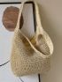 Large Capacity Straw Bag Double Handle Vacation Style