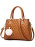 I IHAYNER Womens Leather Handbags Purses Top-handle Totes Satchel Shoulder Bag for Ladies with Pompom
