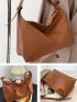 Large Capacity Hobo Bag Solid Color Minimalist Style