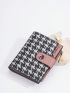 Houndstooth Pattern Small Wallet Zipper