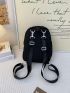 Mini Letter Patch Decor Classic Backpack With Pom Pom Bag Charm