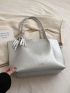 Oversized Tote Bag Metallic Pattern With Twilly Scarf