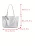 Oversized Tote Bag Metallic Pattern With Twilly Scarf
