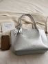 Oversized Tote Bag Metallic Pattern With Twilly Scarf
