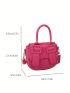 Mini Neon-pink Flap Saddle Bag Funky Buckle Decor Top Handle PU