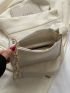 Mini Crocodile Embossed Hobo Bag Zipper White