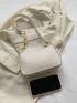 Mini Crocodile Embossed Hobo Bag Zipper White