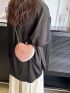 Mini  Novelty Bag Glamorous Rhinestone Decor Heart Design Chain