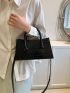 Crocodile Embossed Square Bag Zipper Double Handle PU Elegant
