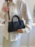 Crocodile Embossed Square Bag Zipper Double Handle PU Elegant