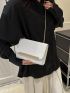 Mini Square Bag Fashionable Brown Crocodile Print Chain Strap