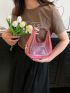 Mini Zipper Hobo Bag Fashionable PVC Pink, Clear Bag