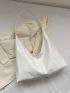 Large Hobo Bag Elegant White Zipper Lightweight PU