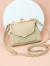 Litchi Embossed Square Bag Fashionable Kiss Lock PU