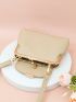 Litchi Embossed Square Bag Fashionable Kiss Lock PU