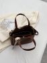Letter Embossed Bucket Bag With Inner Pouch Fashionable Twilly Scarf Decor PU