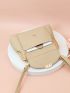 Litchi Embossed Square Bag Fashionable Kiss Lock PU