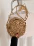 Women's Vacation Style Straw Beach Bag Circular Handbag