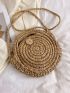 Women's Vacation Style Straw Beach Bag Circular Handbag