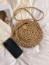 Women's Vacation Style Straw Beach Bag Circular Handbag