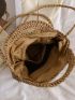 Women's Vacation Style Straw Beach Bag Circular Handbag