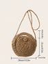 Women's Vacation Style Straw Beach Bag Circular Handbag