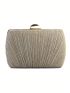 Mini Pleated Box Bag Glamorous Chain Glitter For Party, Perfect Bride Purse For Wedding, Prom & Party Events