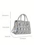 Metallic Square Bag Funky Quilted Detail Double Handle PU