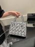 Metallic Square Bag Funky Quilted Detail Double Handle PU