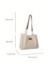 Letter Patch Decor Shoulder Tote Bag Fashionable