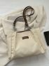 Letter Patch Decor Shoulder Tote Bag Fashionable