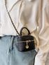 Mini Bucket Bag PU Zip Front Stitch Detail