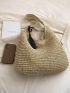 Oversized Straw Bag Vacation Tassel Decor No-closure Paper