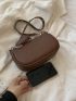 Mini Litchi Embossed Baguette Bag Vintage Chain & Studded Decor Zipper PU