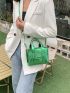 Mini Square Bag Funky Metallic Crocodile Embossed Letter Patch Decor PU