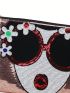 Fashion Sequin Flower Lady Face Purse For Women Casual Envelope Bag Clutch Crossbody Bag
