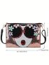 Fashion Sequin Flower Lady Face Purse For Women Casual Envelope Bag Clutch Crossbody Bag