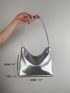 Mini Hobo Bag Metallic PU Funky Zipper