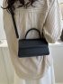 Small Square Bag Crocodile Embossed Top Handle Flap