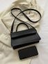 Small Square Bag Crocodile Embossed Top Handle Flap