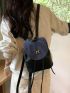 Small Flap Backpack Two Tone Metal Letter Decor