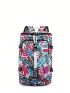 Leaf Pattern Classic Backpack Large Capacity Pocket Front Adjustable Strap