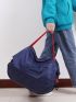 Colorblock Travel Bag Reusable Foldable Clothes Storage Bag Double Handle