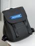 Letter Graphic Casual Daypack Black Flap