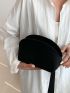 Small Dome Bag Minimalist Solid Black Felt