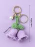 Knitted Crocheted Flower Keychain Pearl Key Ring Backpack Bag Decorative Pendants Jewelry Gift