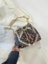 Colorblock Drawstring Design Chain Bucket Bag Faux Pearl Detail