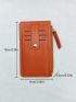 Geometric Embossed Solid Color Card Holder With Zipper